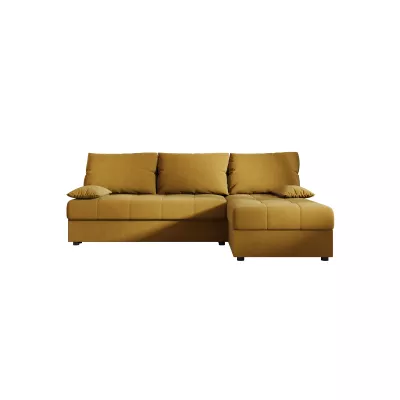 Rozkládací rohová sedačka ADELINDE - hořčicová, pravý roh