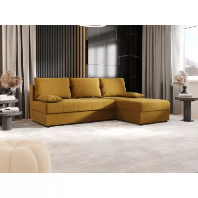 Rozkládací rohová sedačka ADELINDE - hořčicová, pravý roh