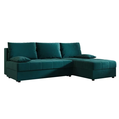 Rozkládací rohová sedačka ADELINDE - petrolejová, pravý roh