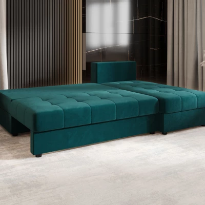 Rozkládací rohová sedačka ADELINDE - petrolejová, pravý roh