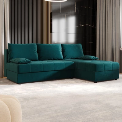 Rozkládací rohová sedačka ADELINDE - petrolejová, pravý roh