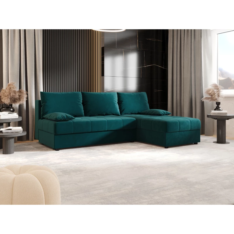 Rozkládací rohová sedačka ADELINDE - petrolejová, pravý roh