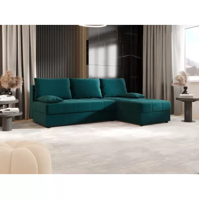 Rozkládací rohová sedačka ADELINDE - petrolejová, pravý roh