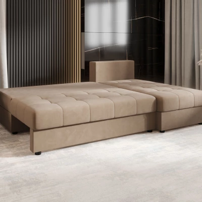 Rozkládací rohová sedačka ADELINDE - hnědá, pravý roh