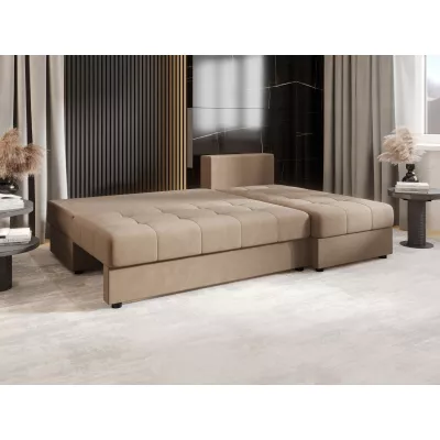 Rozkládací rohová sedačka ADELINDE - hnědá, pravý roh