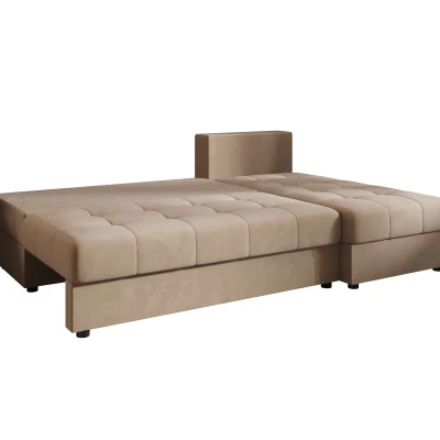 Rozkládací rohová sedačka ADELINDE - hnědá, pravý roh