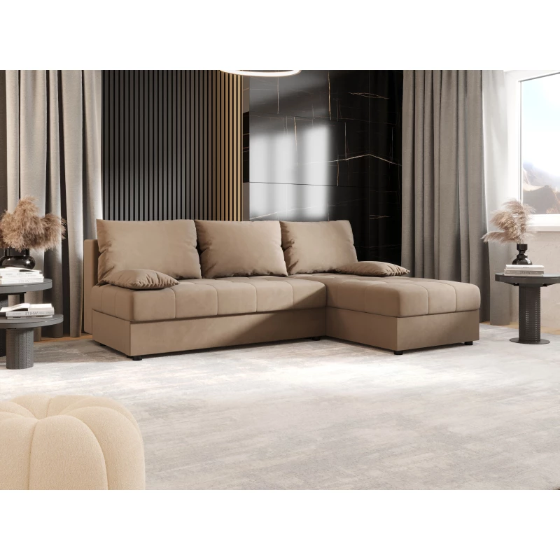 Rozkládací rohová sedačka ADELINDE - hnědá, pravý roh