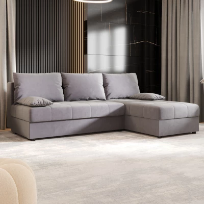 Rozkládací rohová sedačka ADELINDE - světle šedá, pravý roh