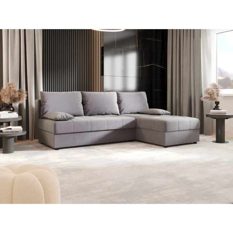 Rozkládací rohová sedačka ADELINDE - světle šedá, pravý roh