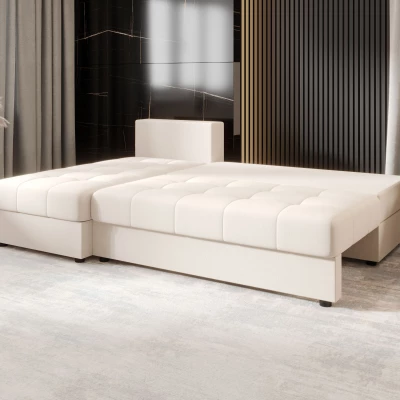 Rozkládací rohová sedačka ADELINDE - smetanová, levý roh