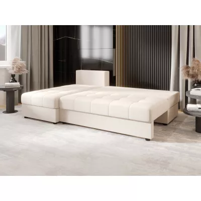 Rozkládací rohová sedačka ADELINDE - smetanová, levý roh