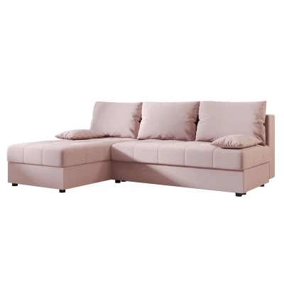 Rozkládací rohová sedačka ADELINDE - růžová, levý roh