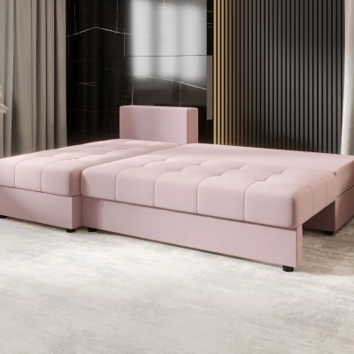 Rozkládací rohová sedačka ADELINDE - růžová, levý roh