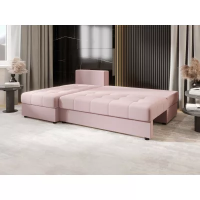 Rozkládací rohová sedačka ADELINDE - růžová, levý roh