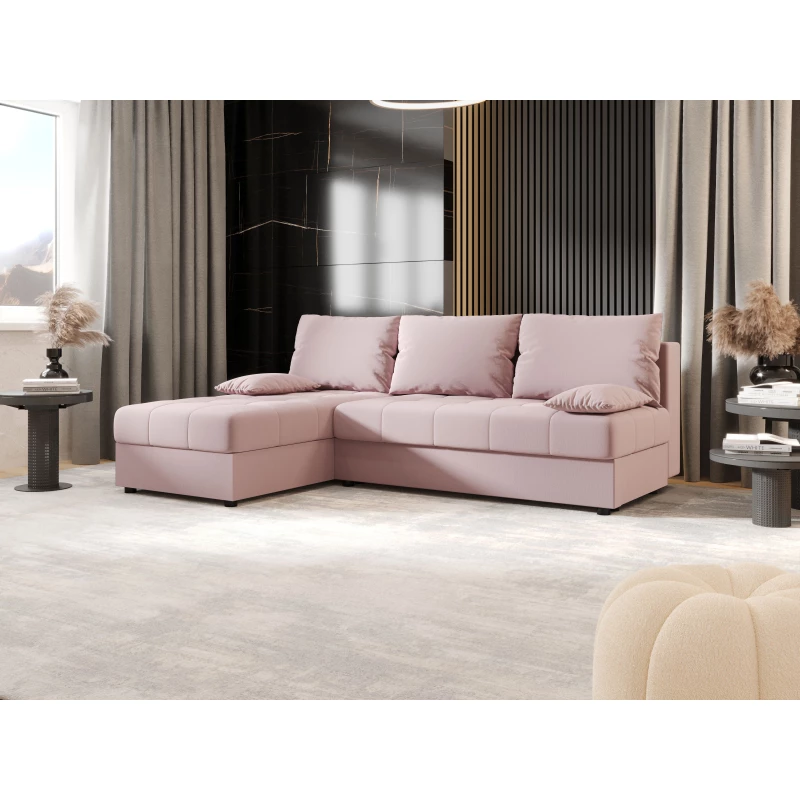 Rozkládací rohová sedačka ADELINDE - růžová, levý roh