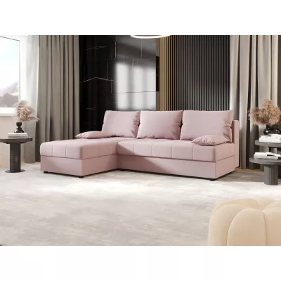 Rozkládací rohová sedačka ADELINDE - růžová, levý roh