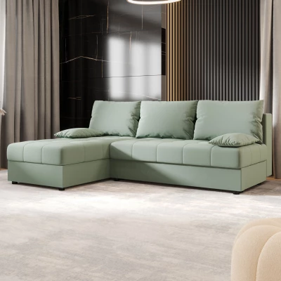 Rozkládací rohová sedačka ADELINDE - zelená, levý roh