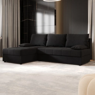 Rozkládací rohová sedačka ADELINDE - černá 1, levý roh