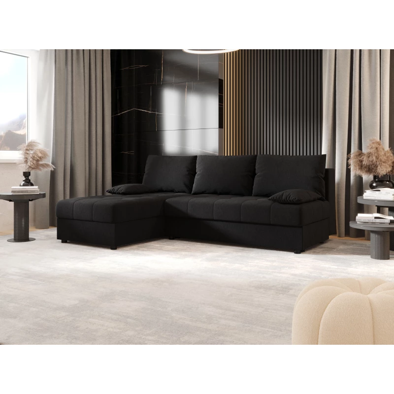 Rozkládací rohová sedačka ADELINDE - černá 1, levý roh