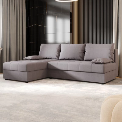 Rozkládací rohová sedačka ADELINDE - šedá, levý roh