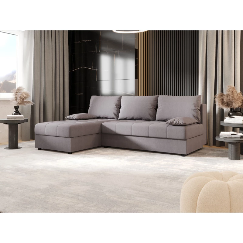 Rozkládací rohová sedačka ADELINDE - šedá, levý roh