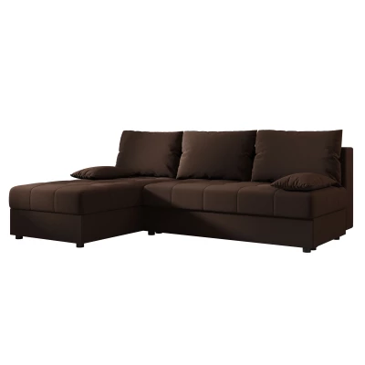 Rozkládací rohová sedačka ADELINDE - tmavě hnědá, levý roh