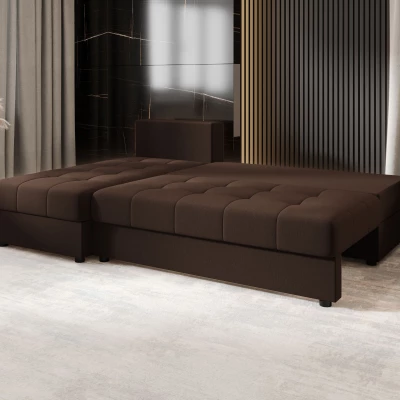 Rozkládací rohová sedačka ADELINDE - tmavě hnědá, levý roh