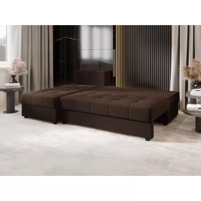 Rozkládací rohová sedačka ADELINDE - tmavě hnědá, levý roh