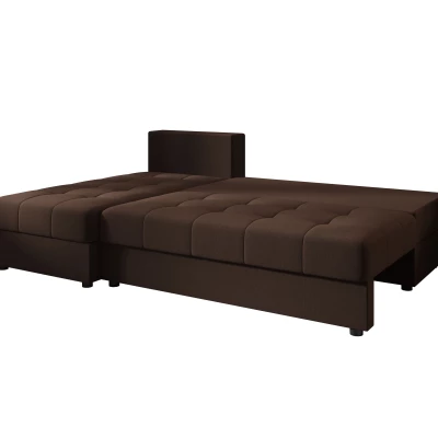 Rozkládací rohová sedačka ADELINDE - tmavě hnědá, levý roh