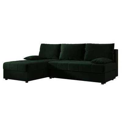Rozkládací rohová sedačka ADELINDE - tmavě zelená, levý roh