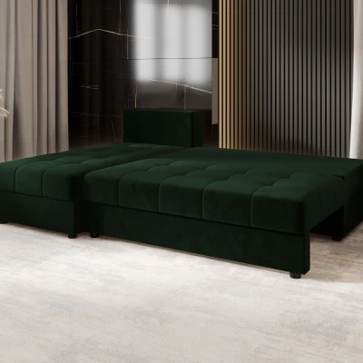 Rozkládací rohová sedačka ADELINDE - tmavě zelená, levý roh