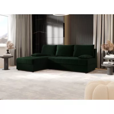 Rozkládací rohová sedačka ADELINDE - tmavě zelená, levý roh
