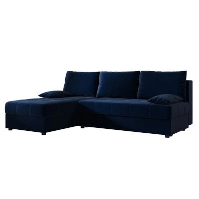 Rozkládací rohová sedačka ADELINDE - tmavě modrá, levý roh