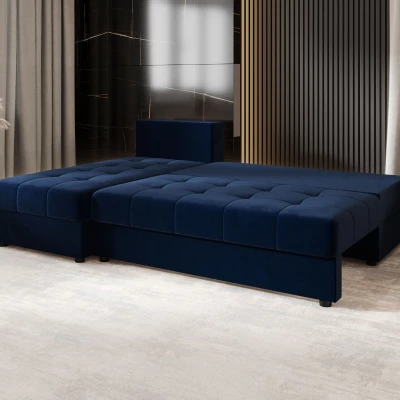 Rozkládací rohová sedačka ADELINDE - tmavě modrá, levý roh