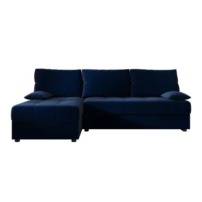 Rozkládací rohová sedačka ADELINDE - tmavě modrá, levý roh