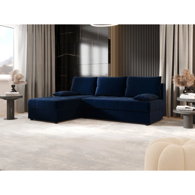 Rozkládací rohová sedačka ADELINDE - tmavě modrá, levý roh