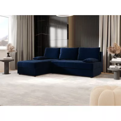 Rozkládací rohová sedačka ADELINDE - tmavě modrá, levý roh