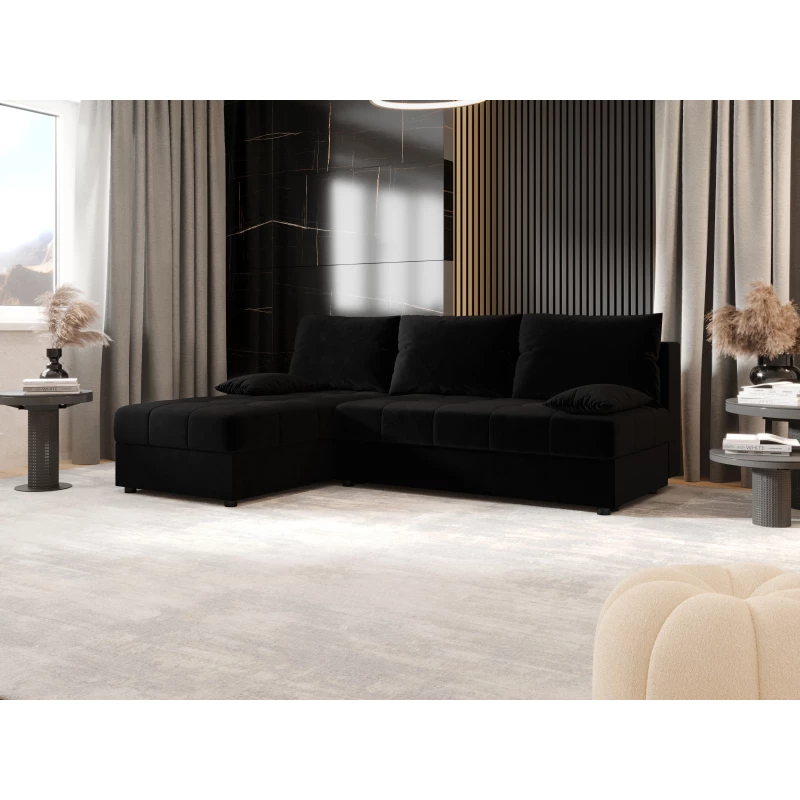 Rozkládací rohová sedačka ADELINDE - černá 2, levý roh