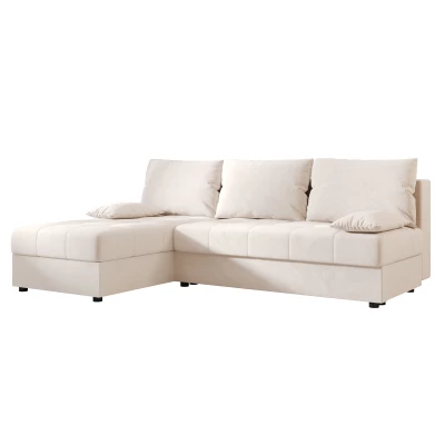Rozkládací rohová sedačka ADELINDE - krémová, levý roh