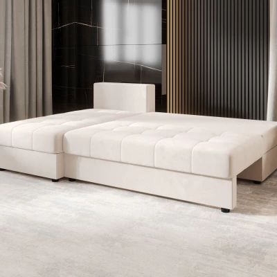 Rozkládací rohová sedačka ADELINDE - krémová, levý roh