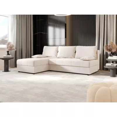 Rozkládací rohová sedačka ADELINDE - krémová, levý roh