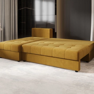 Rozkládací rohová sedačka ADELINDE - hořčicová, levý roh