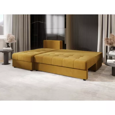 Rozkládací rohová sedačka ADELINDE - hořčicová, levý roh