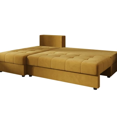 Rozkládací rohová sedačka ADELINDE - hořčicová, levý roh