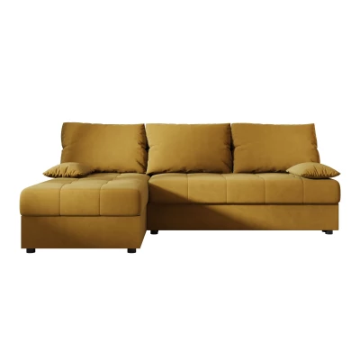 Rozkládací rohová sedačka ADELINDE - hořčicová, levý roh