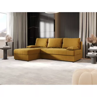 Rozkládací rohová sedačka ADELINDE - hořčicová, levý roh