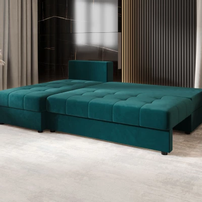 Rozkládací rohová sedačka ADELINDE - petrolejová, levý roh