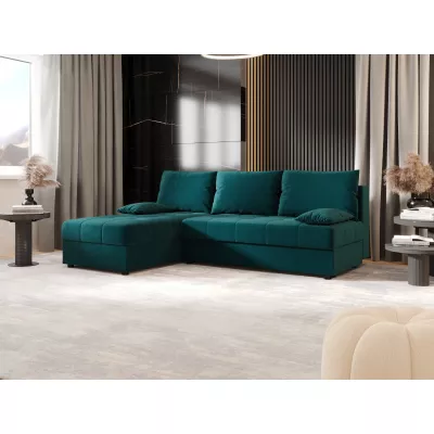 Rozkládací rohová sedačka ADELINDE - petrolejová, levý roh