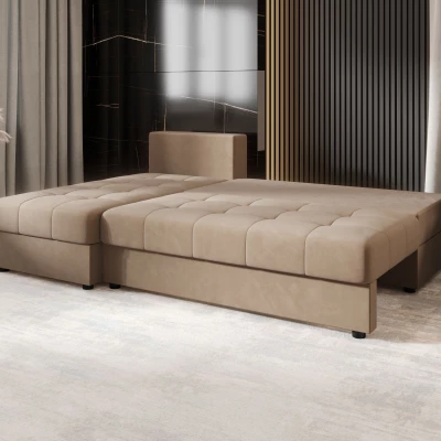 Rozkládací rohová sedačka ADELINDE - hnědá, levý roh