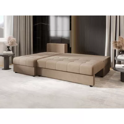 Rozkládací rohová sedačka ADELINDE - hnědá, levý roh